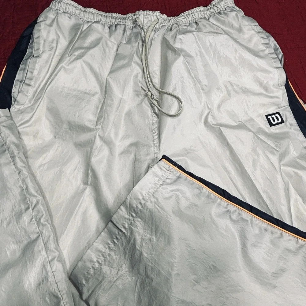 Vintage Wilson Nylon Windbreaker Warmup Tracksuit Set Men's Large White Blue